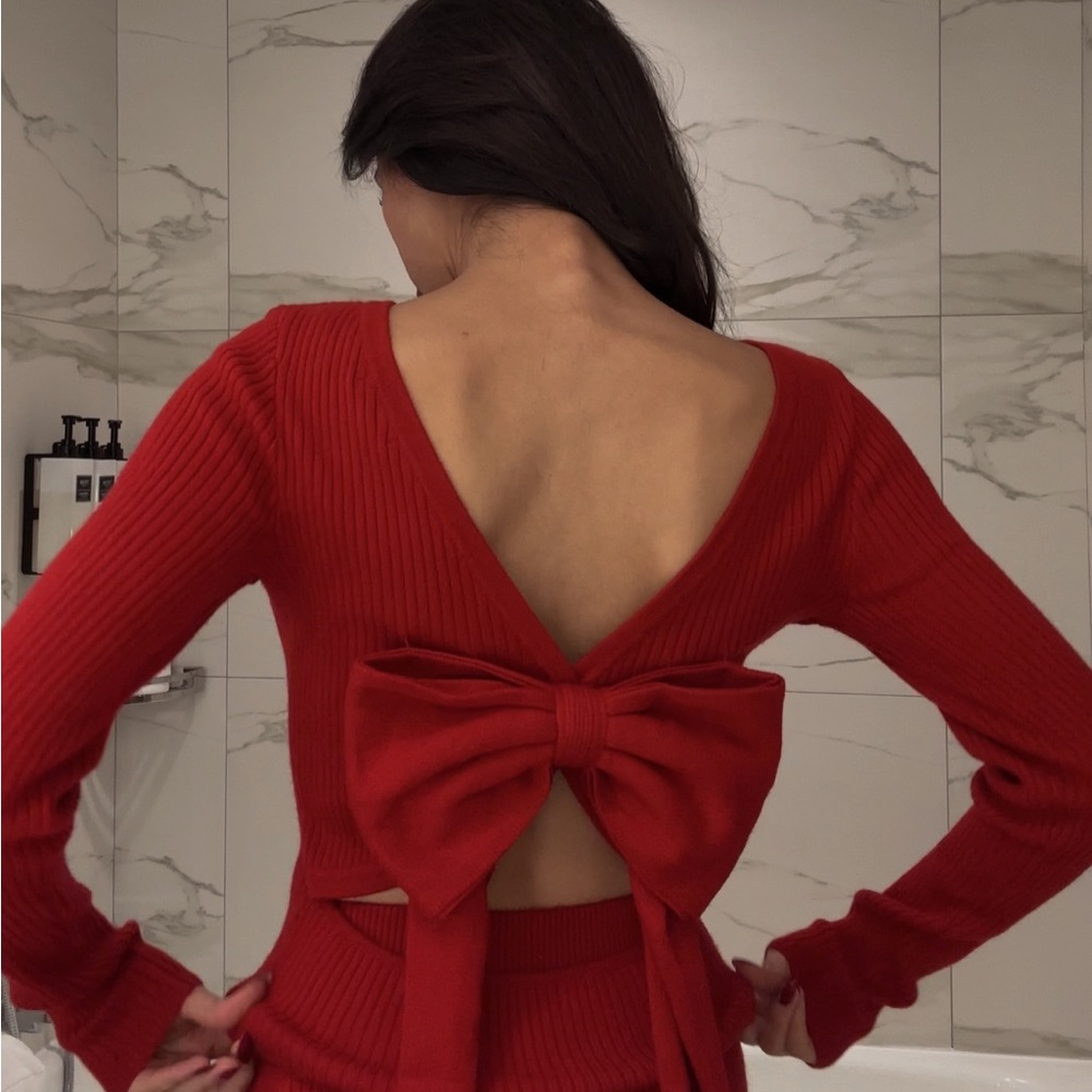 House of CB Scarlet Cashmere Blend Bow Sweater